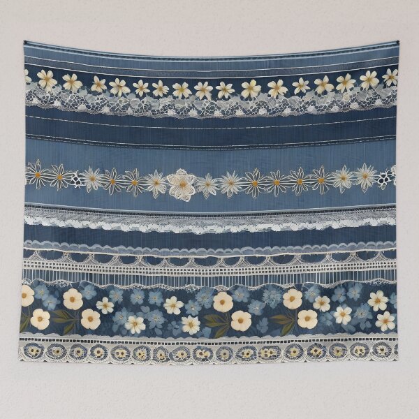 Item preview, IMAGE PRINT ONLY Lacy Flowers Vintage Lace Look and Faux Denim 1 of 4 designed and sold by Beachy.
