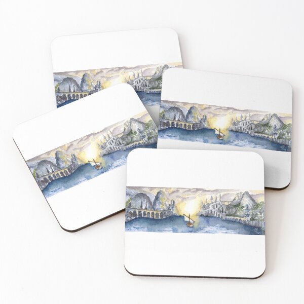 Item preview, The Grey Havens, LOTR Inspired Watercolor Print designed and sold by SchmeckStudio.