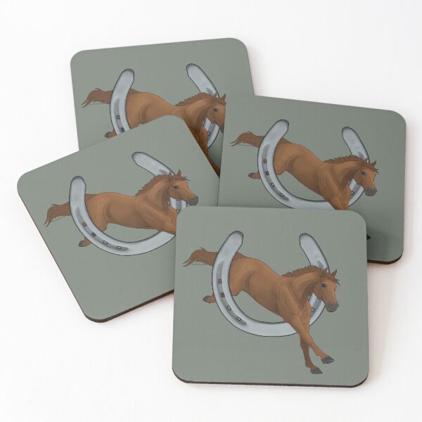 Item preview, Chestnut Horse Jumping through Horseshoe designed and sold by DappledMoon.