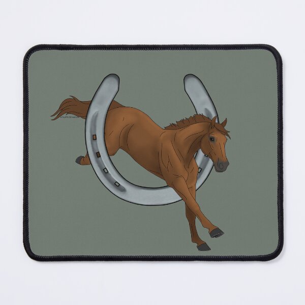 Item preview, Chestnut Horse Jumping through Horseshoe designed and sold by DappledMoon.