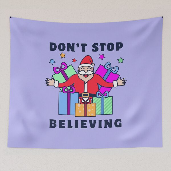 Item preview, Don't Stop Believing Santa with Gifts designed and sold by AleksaDesignMTL.