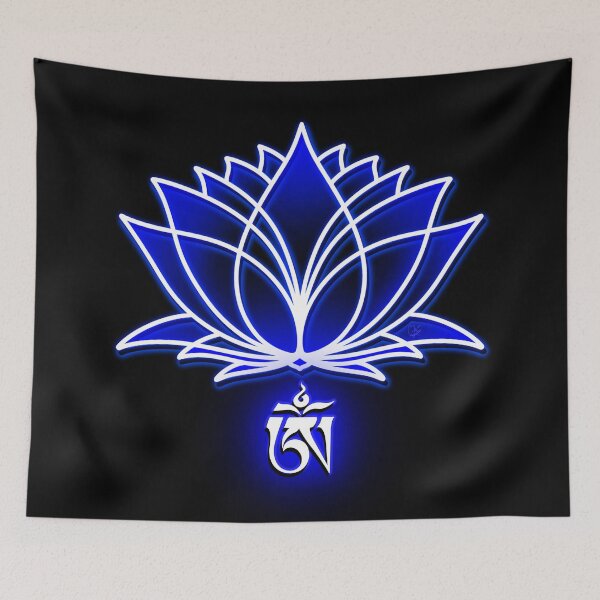 Item preview, Om, White Lotus, Tibetan, buddhist, Buddhism, Sanskrit, Black Background designed and sold by MayGreenAbgrall.