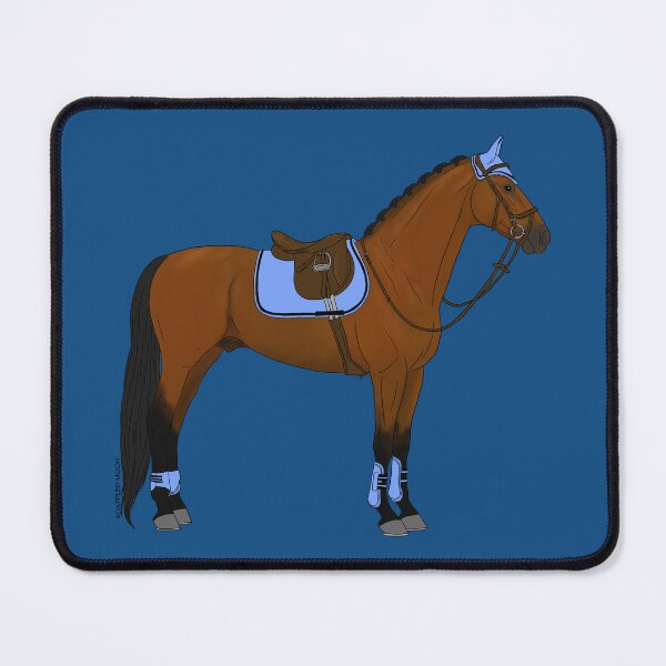 Item preview, Bay Hunter Jumper Horse with Baby Blue Accessories designed and sold by DappledMoon.