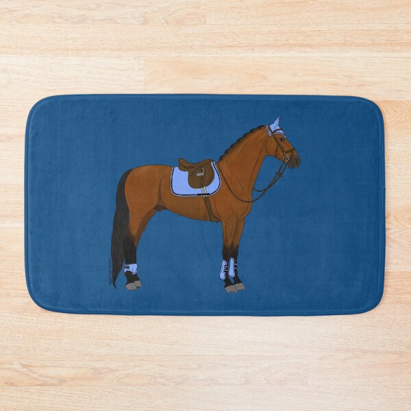 Item preview, Bay Hunter Jumper Horse with Baby Blue Accessories designed and sold by DappledMoon.