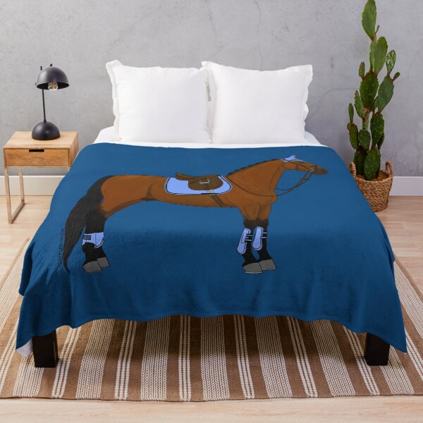 Item preview, Bay Hunter Jumper Horse with Baby Blue Accessories designed and sold by DappledMoon.