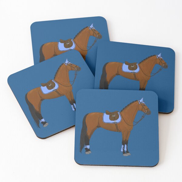 Item preview, Bay Hunter Jumper Horse with Baby Blue Accessories designed and sold by DappledMoon.
