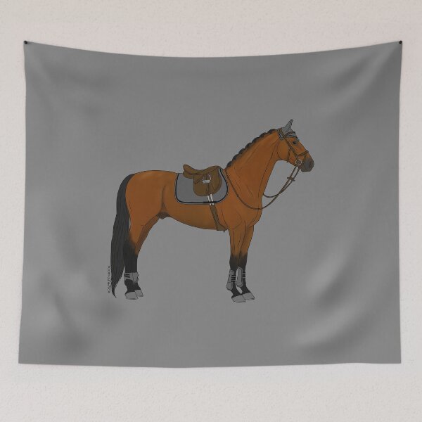 Item preview, Bay Hunter Jumper Horse with Gray Accessories designed and sold by DappledMoon.