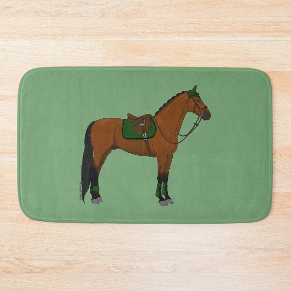 Item preview, Bay Hunter Jumper Horse with Green Accessories designed and sold by DappledMoon.