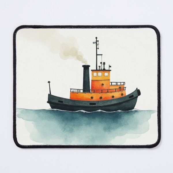 Item preview, Tugboat Watercolor for Kids Room designed and sold by ArtfullyRooted.