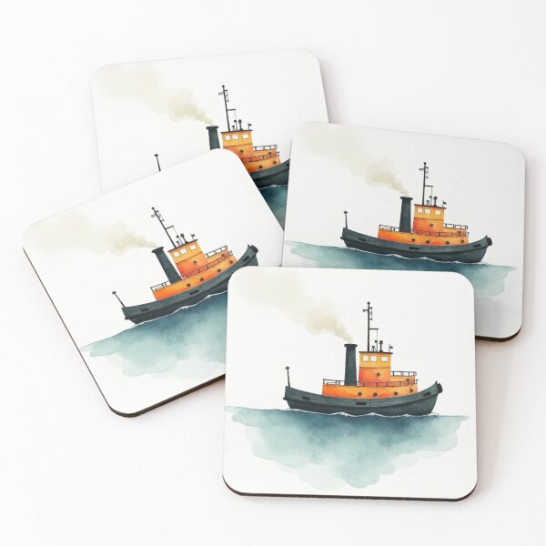 Item preview, Tugboat Watercolor for Kids Room designed and sold by ArtfullyRooted.