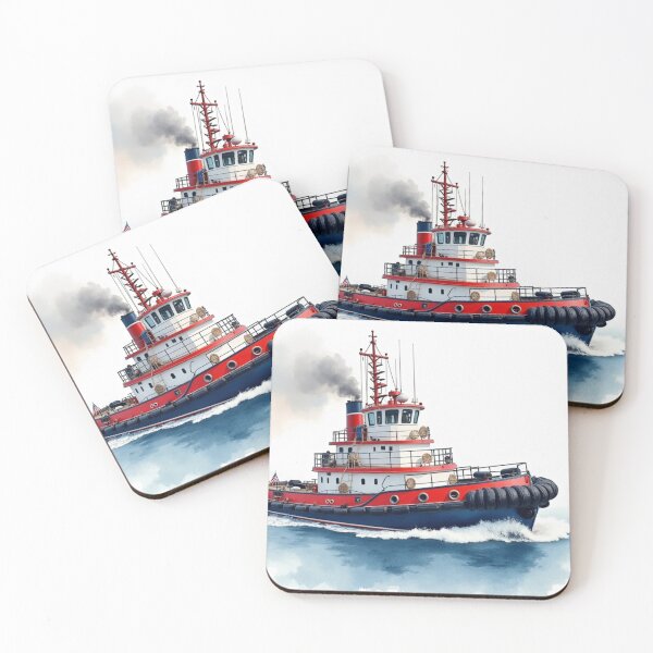 Item preview, Tugboat Watercolor Patriotic  designed and sold by ArtfullyRooted.