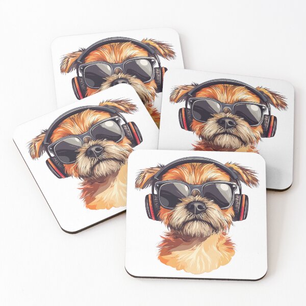 Item preview, Cool Border Terrier Wearing Headphones designed and sold by ChaosReigns91.