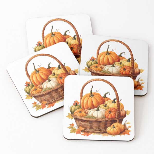 Item preview, Thanksgiving  Pumpkin in the Basket Celebration Fall Autumn and Thanksgiving Watercolor art for Gift designed and sold by vallass.