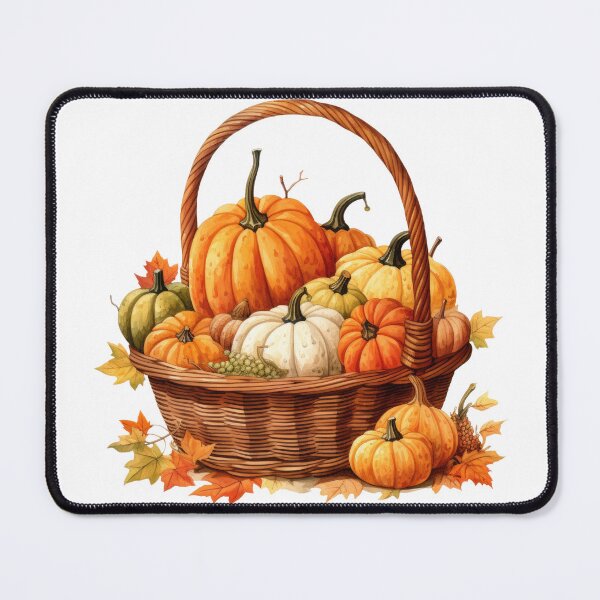 Item preview, Thanksgiving Pumpkin in the Basket Celebration Fall Autumn and Thanksgiving Watercolor art for Gift designed and sold by vallass.