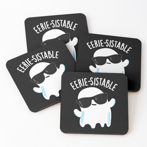 Item preview, Eerie-sistable Funny Ghost Pun (Dark BG) designed and sold by punnybone.