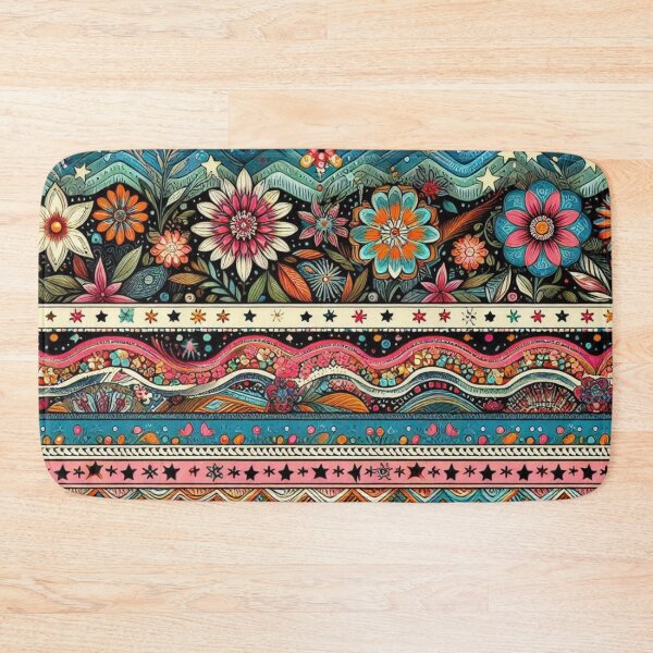 Item preview, Gypsy Boho Floral Fabric – Vibrant, Textured Design with Stars designed and sold by GardenReign.