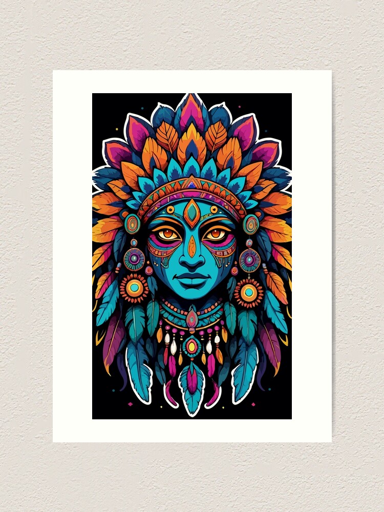Thumbnail 1 of 3, Art Print, Native Indian designed and sold by DistortedBrain.