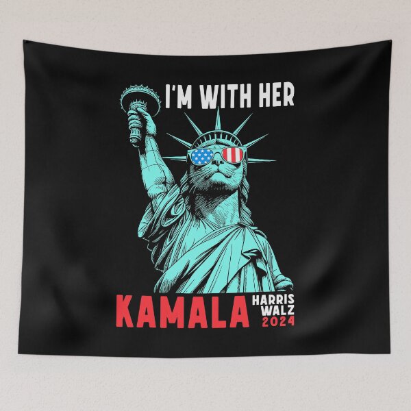 Item preview, Cat Lady Statue Of Liberty Kamala Harris Walz 2024 USA Flag designed and sold by GrandeDuc.