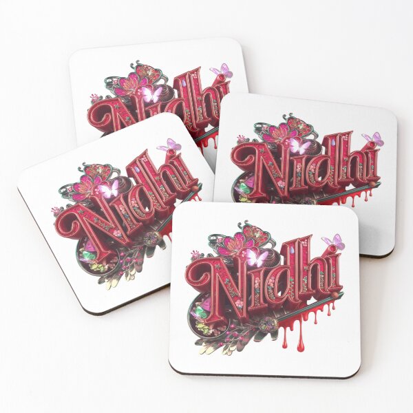 Item preview, Nidhi in 3D Metallic Red: Elegant Ornate Lettering Render designed and sold by PING 999 STUDIO.
