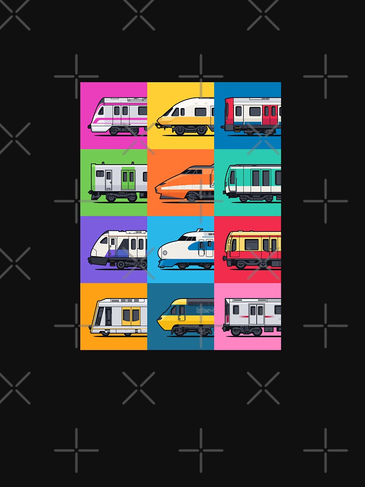 Imagen 7 de 7, Camiseta deportiva con la obra Patrón de cuadrícula de trenes mundiales, diseñada y vendida por VoodooCircus.