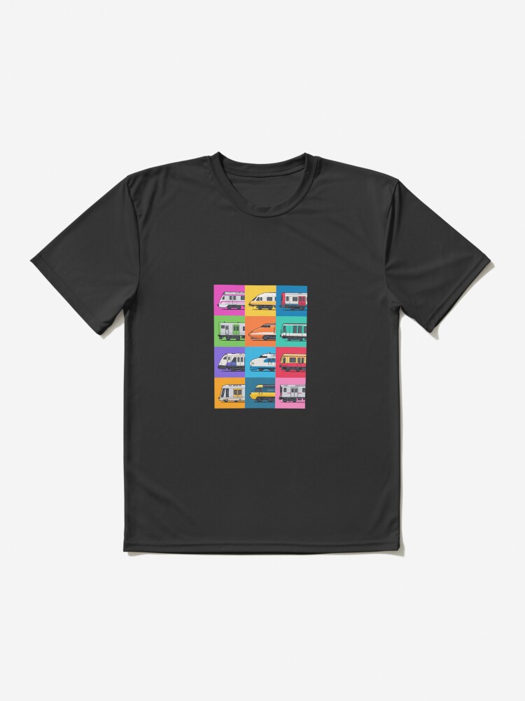 Imagen 2 de 7, Camiseta deportiva con la obra Patrón de cuadrícula de trenes mundiales, diseñada y vendida por VoodooCircus.
