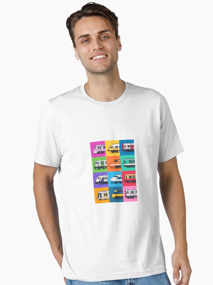 Imagen 1 de 7, Camiseta esencial con la obra Patrón de cuadrícula de trenes mundiales, diseñada y vendida por VoodooCircus.