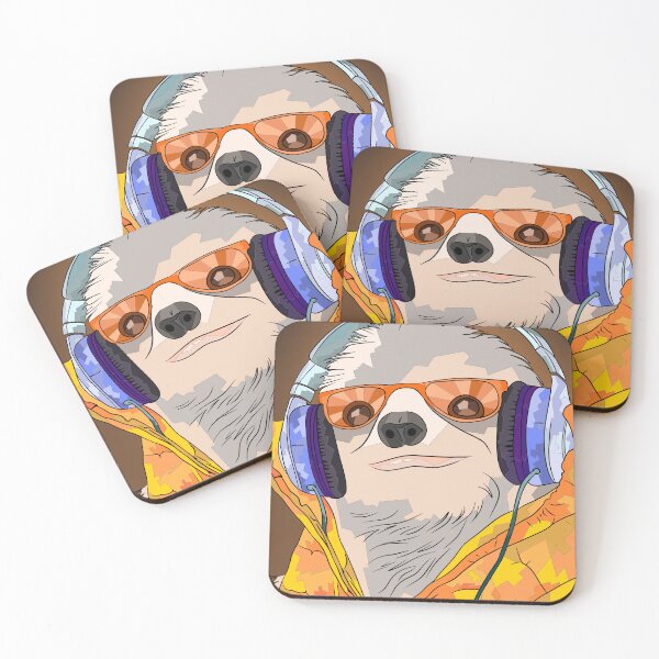 Item preview, Sloth with sunglasses and headphones designed and sold by SunnyArtis.