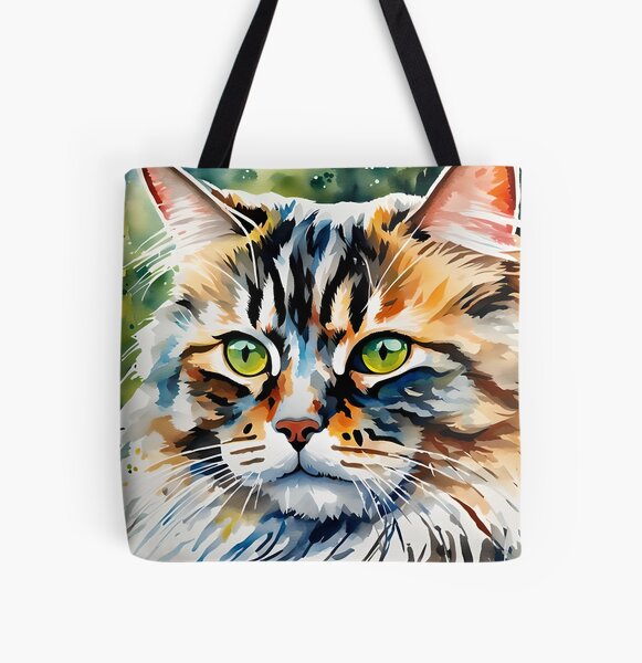 Siberian Cat Breed Pet Portrait All Over Print Tote Bag