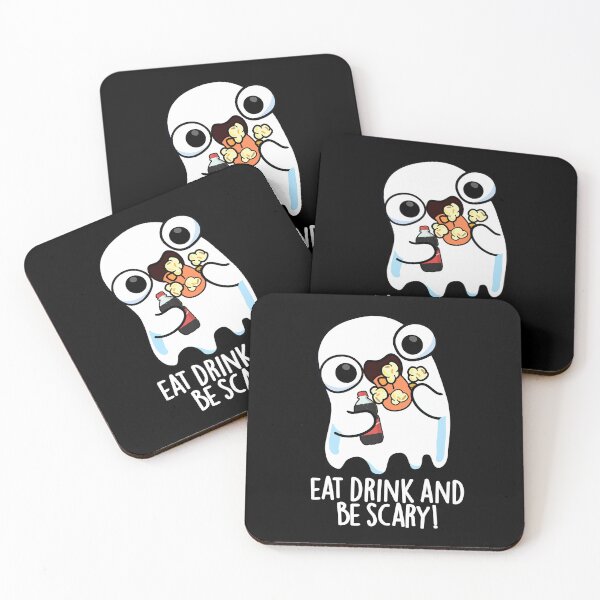 Item preview, Eat Drink And Be Scary Funny Ghost Pun (Dark BG) designed and sold by punnybone.
