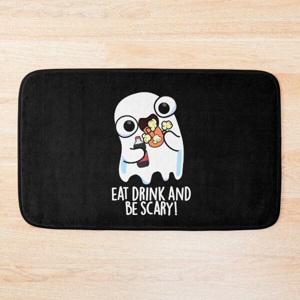 Item preview, Eat Drink And Be Scary Funny Ghost Pun (Dark BG) designed and sold by punnybone.