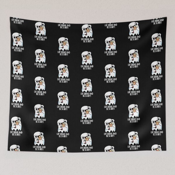 Item preview, Eat Drink And Be Scary Funny Ghost Pun (Dark BG) designed and sold by punnybone.