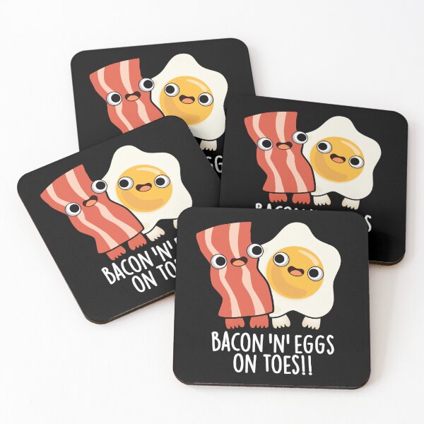 Item preview, Bacon And Eggs On Toes Funny Toast Pun (Dark BG) designed and sold by punnybone.