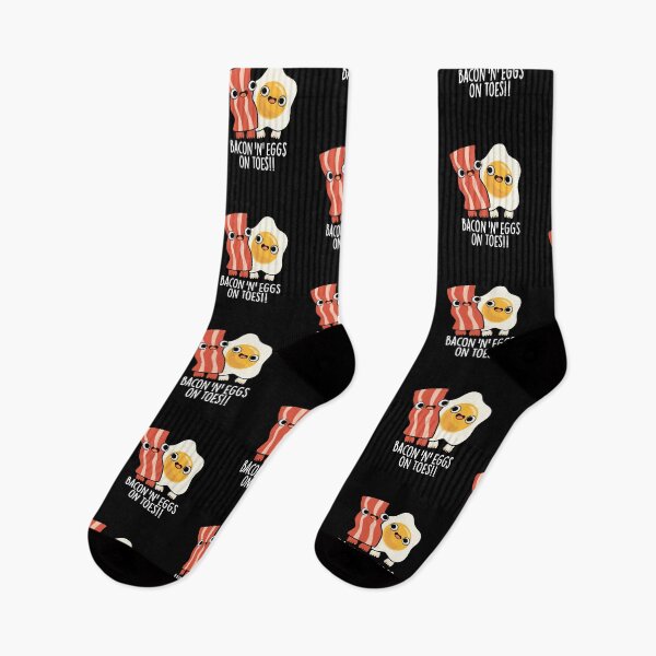 Item preview, Bacon And Eggs On Toes Funny Toast Pun (Dark BG) designed and sold by punnybone.