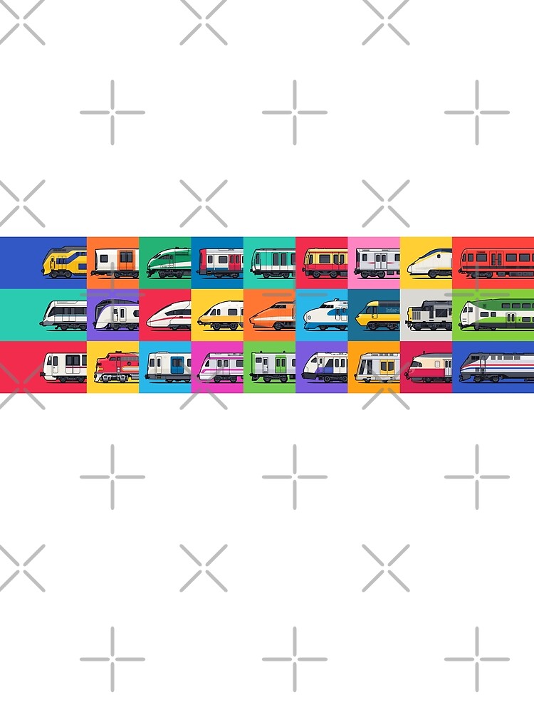 Imagen 5 de 5, Camiseta gráfica con la obra Patrón de cuadrícula de trenes mundiales, diseñada y vendida por VoodooCircus.