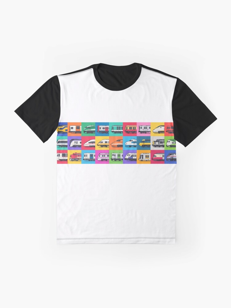 Imagen 4 de 5, Camiseta gráfica con la obra Patrón de cuadrícula de trenes mundiales, diseñada y vendida por VoodooCircus.