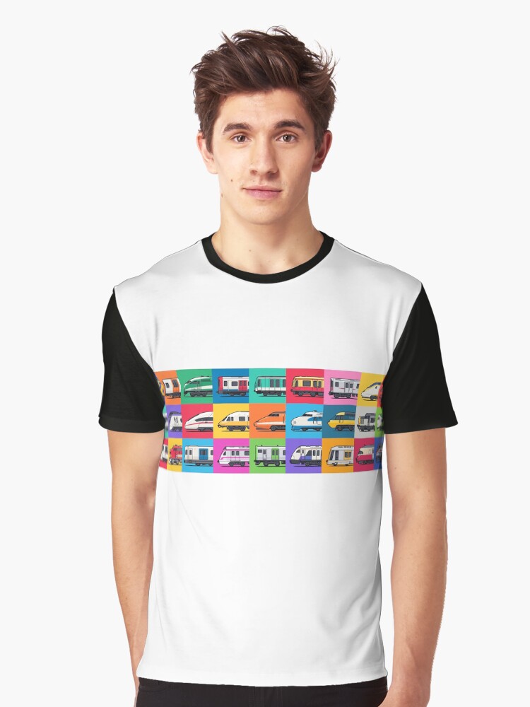 Imagen 1 de 5, Camiseta gráfica con la obra Patrón de cuadrícula de trenes mundiales, diseñada y vendida por VoodooCircus.