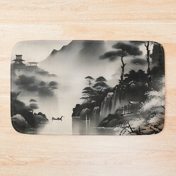 Item preview, Elegant Japanese Sumi-e Landscape Painting: Traditional Ink Art designed and sold by Tamas Das.