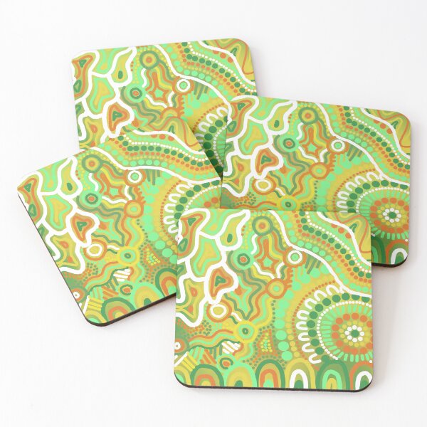 Item preview, Australian Aboriginal art green/orange designed and sold by Kehaan Lange-Mcguire.