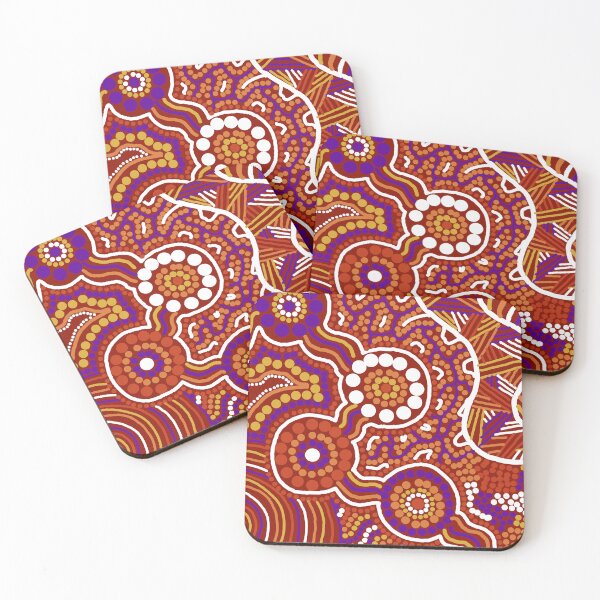 Item preview, Australian Aborignal art red/orange/purple/yellow designed and sold by Kehaan Lange-Mcguire.