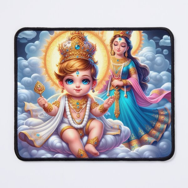 Item preview, Baby India God with Mother Indian Goddess on clouds designed and sold by EvaAngel.