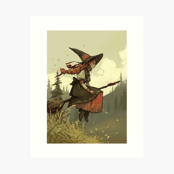 Item preview, Magical Witch on a Broomstick designed and sold by Nocuna.