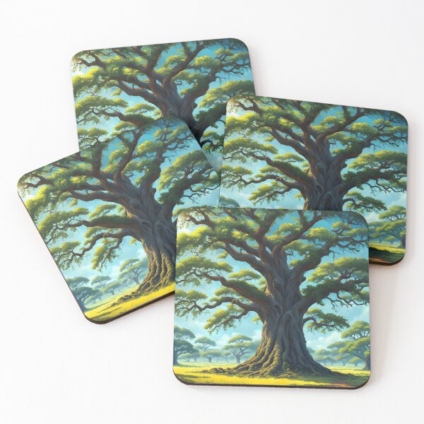 Item preview, Old tree from the savannah springtime painting art designed and sold by EmeraldeaDesign.