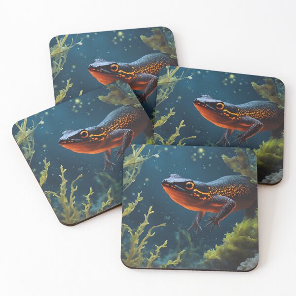 Item preview, Glowing Underwater Newt: Vibrant Aquatic Wildlife Art designed and sold by NocturnalNook.