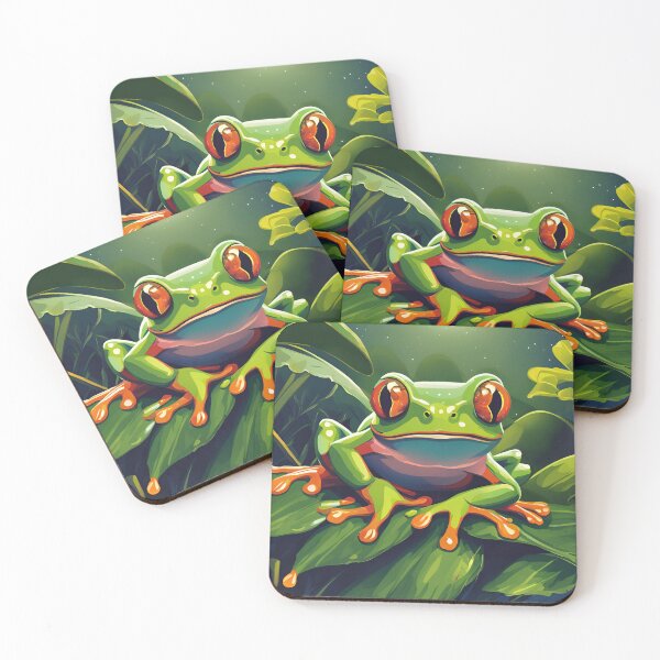 Item preview, Moonlit Tree Frog: Vibrant Nocturnal Wildlife Illustration designed and sold by NocturnalNook.