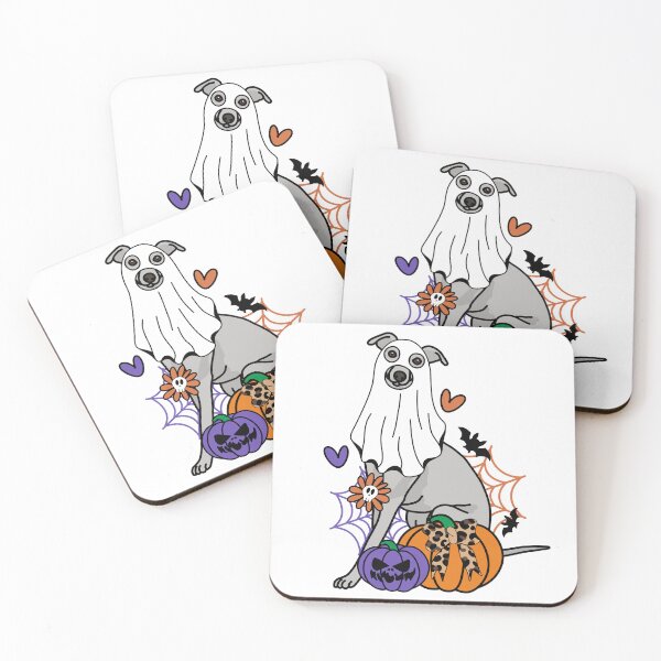 Item preview, Whippet Halloween Ghost Dog, Pumpkins, Bow, Flowers, Bats, Spider web, Pet, Bark, Paw, Animal lover designed and sold by MrsCreative1.