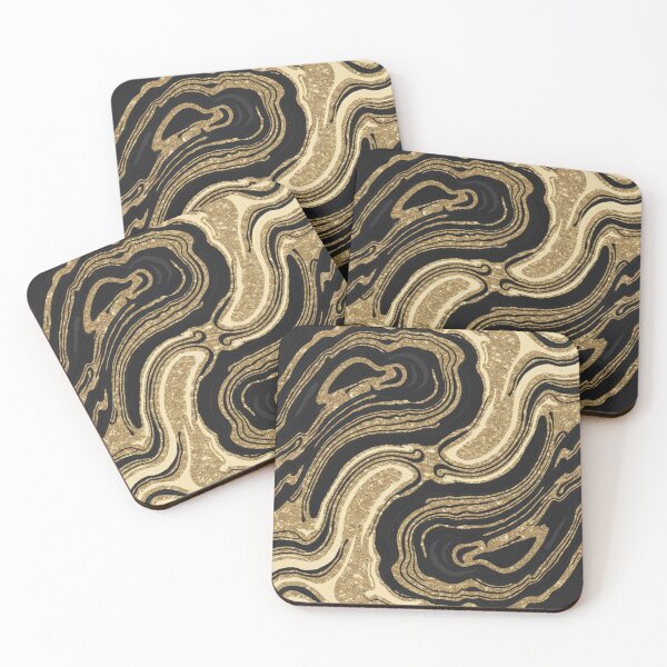Item preview, Black and Gold Geode Waves Pattern designed and sold by BirdsnStuff.