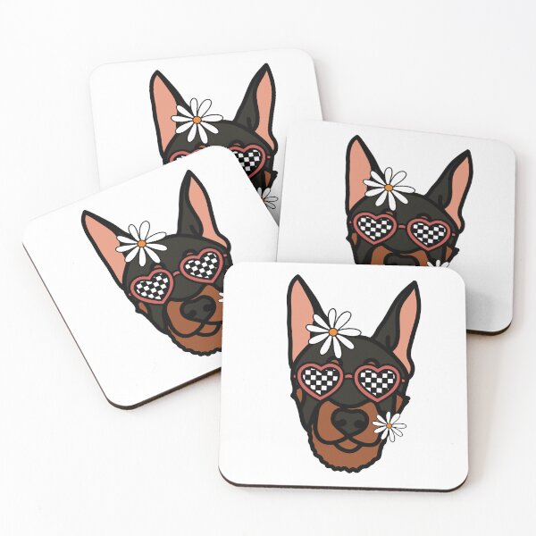 Item preview, Beauceron Retro Dog with Heart Shaped Checkered Glasses and White flowers  designed and sold by MrsCreative1.