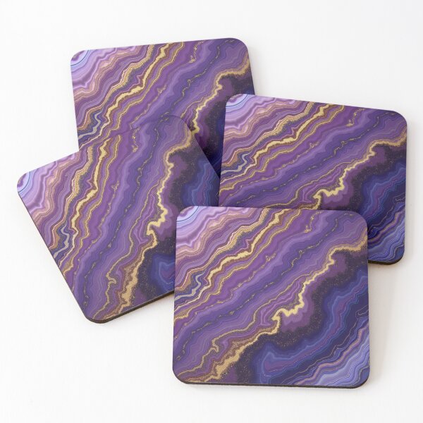 Item preview, Purple Marble Waves Gold Glitter Pattern designed and sold by BirdsnStuff.