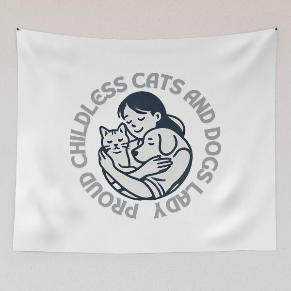 Item preview, Proud childless cats and dogs lady hugging her friends designed and sold by NebulaLabs.