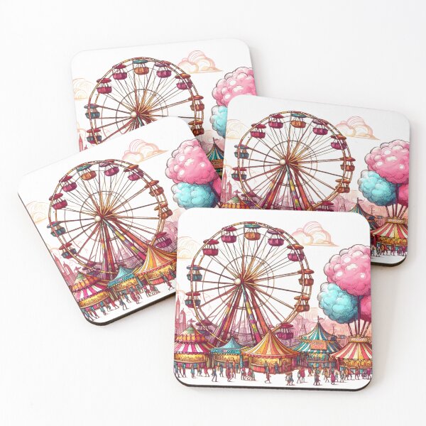 Item preview, Carnival Scene with Ferris Wheel and Cotton Candy Sketch designed and sold by AnlakiSetien.